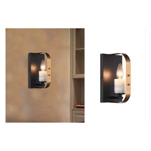 JS-GL-19313-1 - Antique Brass & Black Metal & Marble Modern Wall Light