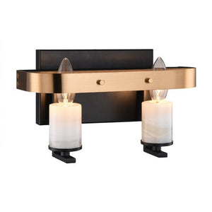 JS-GL-19313-2 - Antique Brass & Black Metal & Marble Modern Wall Light