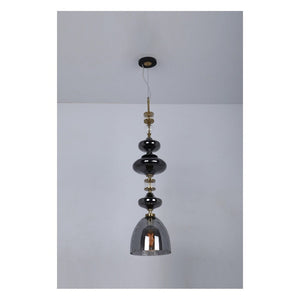 JS-GL-19993-A3 - Antique Brass & Gunblack & Black Metal Glass Hanging Light
