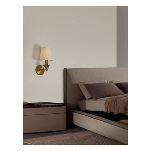 JS-GL-2001-1 - Antique Brass Metal & Fabric Shade Modern Wall Light