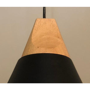 JS-GL-20021-1 - BLACK & WHITE WOOD Metal Hanging Light