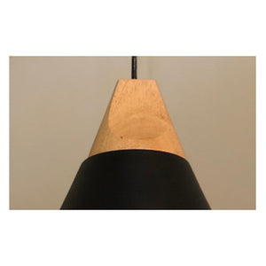 JS-GL-20021-1 - BLACK & WHITE WOOD Metal Hanging Light