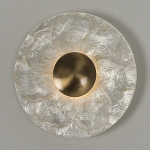 JS-GL-2003-L - Antique Brass Metal & Shell Modern Wall Light