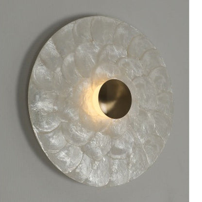 JS-GL-2003-S - Antique Brass Metal & Shell Modern Wall Light