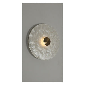 JS-GL-2003-S - Antique Brass Metal & Shell Modern Wall Light