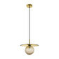 JS-GL-200836-1AM - Antique Brass Metal & Amber Glass Hanging Light