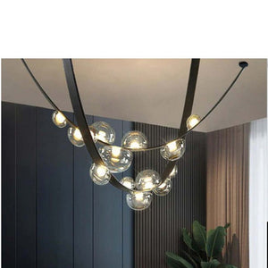JS-GL-2011-7 - Black Leather glass ball belt chandelier