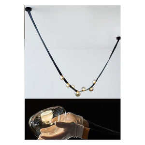 JS-GL-2011-7 - Black Leather glass ball belt chandelier