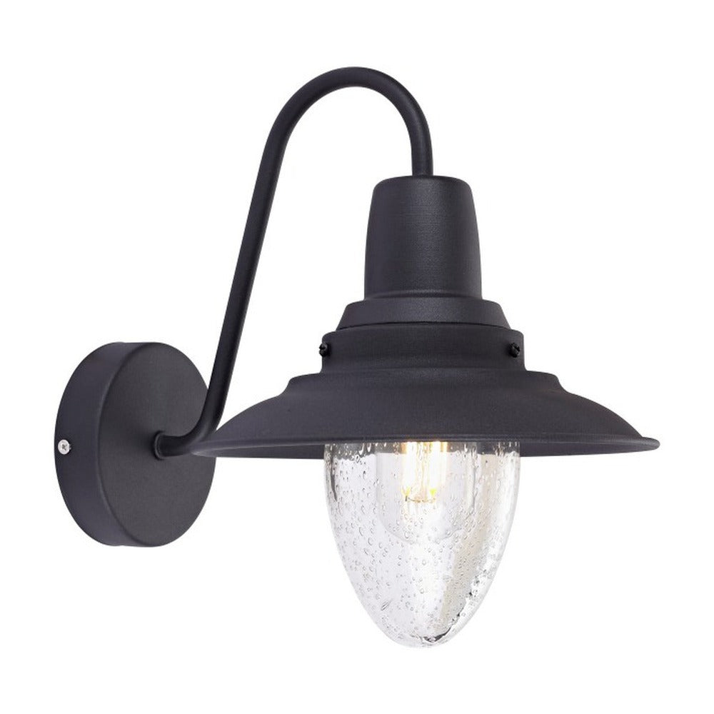 JS-GL-2011-W - Black Metal & Glass Outdoor Wall Light
