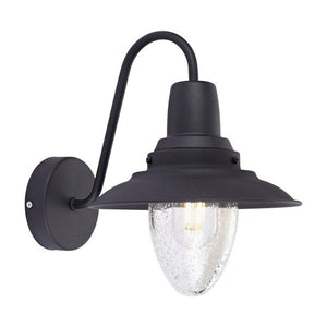 JS-GL-2011-W - Black Metal & Glass Outdoor Wall Light