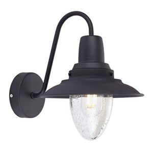 JS-GL-2011-W - Black Metal & Glass Outdoor Wall Light