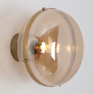 JS-GL-201235-W - Antique Brass Metal & Glass Modern Wall Light