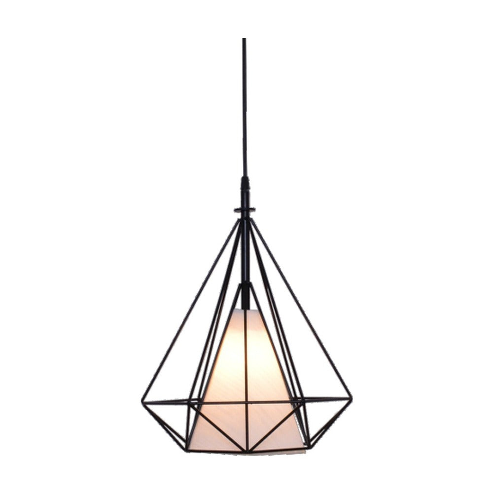 JS-GL-2016-1 - BLACK & OFF WHITE FABRIC Metal Hanging Light