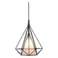JS-GL-2016-1 - BLACK & OFF WHITE FABRIC Metal Hanging Light