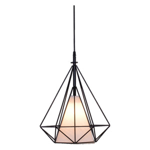 JS-GL-2016-1 - BLACK & OFF WHITE FABRIC Metal Hanging Light
