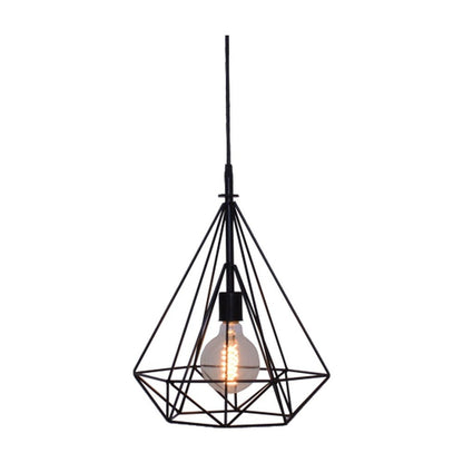 JS-GL-2017-1BK - BLACK FABRIC Metal Hanging Light