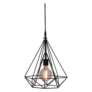 JS-GL-2017-1BK - BLACK FABRIC Metal Hanging Light