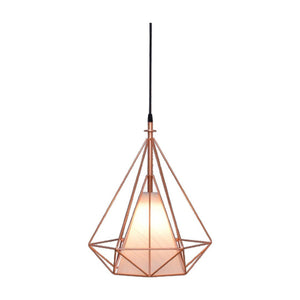JS-GL-2018 - COPPER & OFF WHITE FABRIC Metal Hanging Light