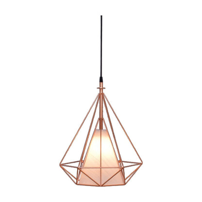 JS-GL-2018 - COPPER & OFF WHITE FABRIC Metal Hanging Light