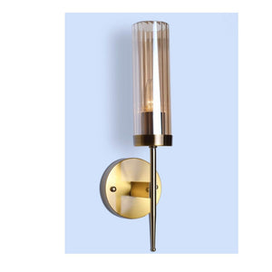 JS-GL-2020-1 - ANTIQUE BRASS METAL & AMBER GLASS Modern Wall Light