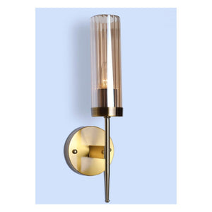 JS-GL-2020-1 - ANTIQUE BRASS METAL & AMBER GLASS Modern Wall Light