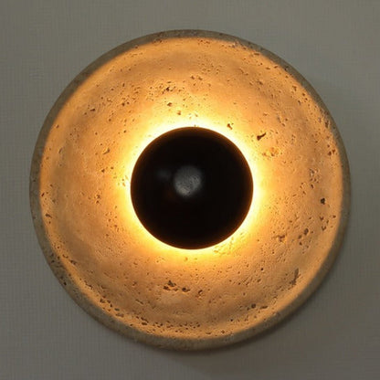 JS-GL-2021-250 - Brown & Cream Metal & Travertino & Wood Marble Wall Light