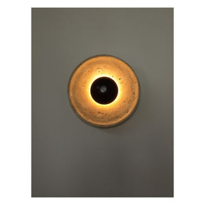 JS-GL-2021-250 - Brown & Cream Metal & Travertino & Wood Marble Wall Light