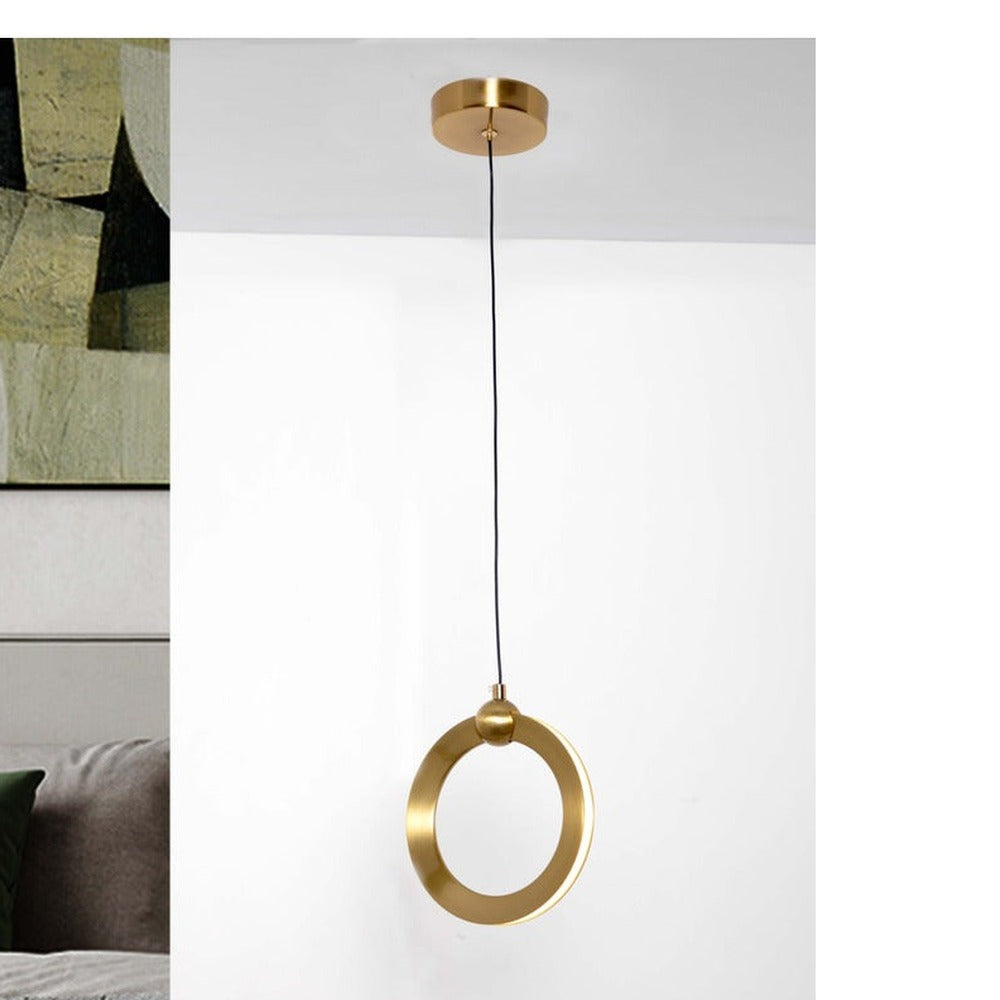 JS-GL-2022-1H AB - Antique Brass Metal & Acrylic Led Hanging Light