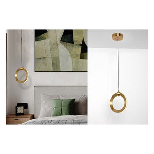 JS-GL-2022-1H AB - Antique Brass Metal & Acrylic Led Hanging Light