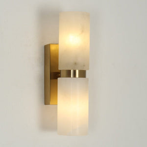JS-GL-20233-W - Antique Brass Metal & Onyx Marble Wall Light