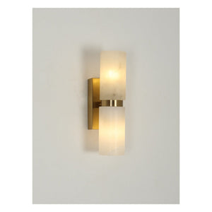 JS-GL-20233-W - Antique Brass Metal & Onyx Marble Wall Light