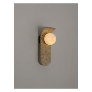 JS-GL-2024 - Black & Cream Metal & Travertino & Glass Modern Wall Light