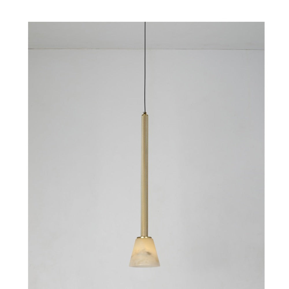 JS-GL-20257-A - Antique Brass Metal & Onyx Marble Hanging Light