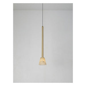 JS-GL-20257-A - Antique Brass Metal & Onyx Marble Hanging Light