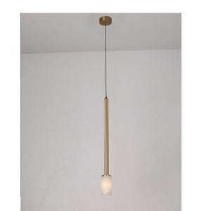 JS-GL-20257-B - Antique Brass Metal & Onyx Marble Hanging Light