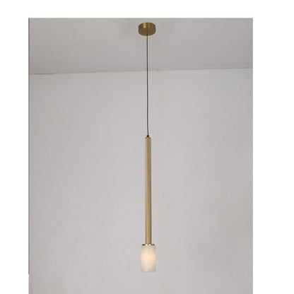 JS-GL-20257-B - Antique Brass Metal & Onyx Marble Hanging Light