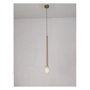 JS-GL-20257-B - Antique Brass Metal & Onyx Marble Hanging Light