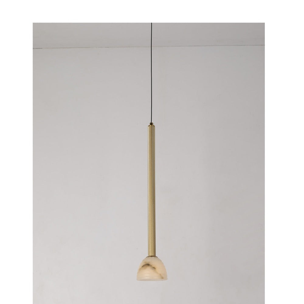 JS-GL-20257-C - Antique Brass Metal & Onyx Marble Hanging Light