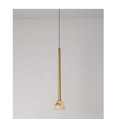JS-GL-20257-C - Antique Brass Metal & Onyx Marble Hanging Light
