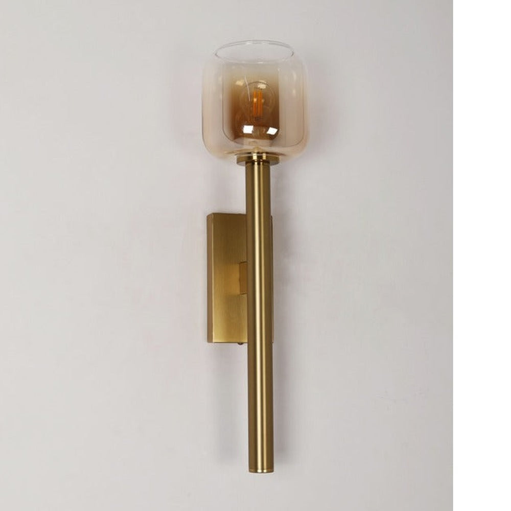 JS-GL-2025 -AMB - Antique Brass Metal & Glass Modern Wall Light
