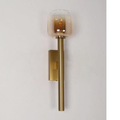 JS-GL-2025 -AMB - Antique Brass Metal & Glass Modern Wall Light