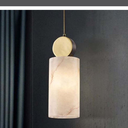 JS-GL-2026-RD - ANTIQUE BRASS METAL & ONYX MARBLE Hanging Light
