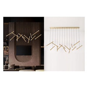 JS-GL-20263-12 - Antique Brass Metal & Acrylic Led Chandelier