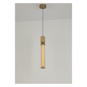 JS-GL-20267-AMB - Matt Brass Metal & Acrylic Glass Hanging Light
