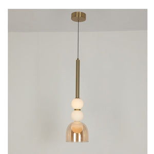 JS-GL-20269-HL - Antique Brass Metal Glass Ball Pendant Light