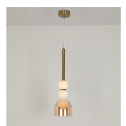 JS-GL-20269-HL - Antique Brass Metal Glass Ball Pendant Light