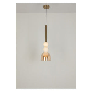 JS-GL-20269-HL - Antique Brass Metal Glass Ball Pendant Light