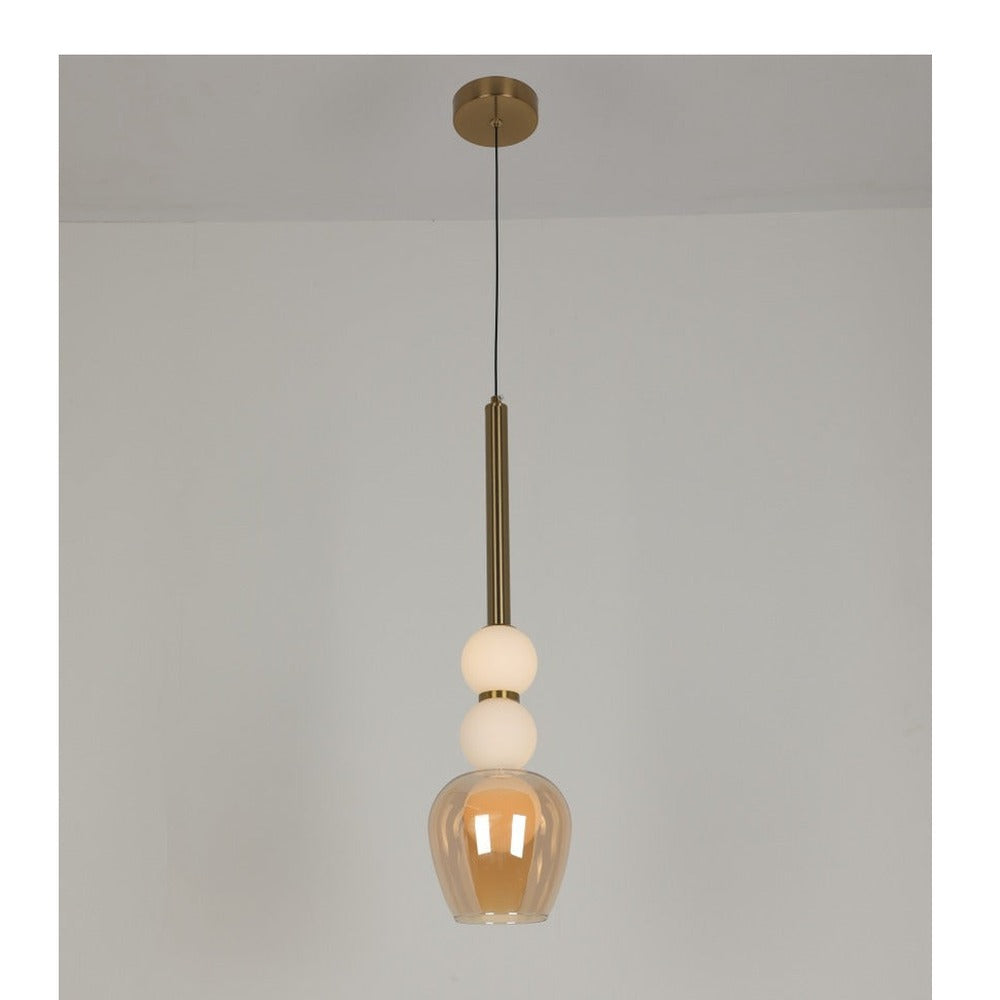 JS-GL-20277-HL - Antique Brass Metal Glass Hanging Light