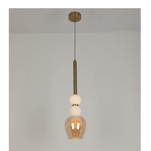 JS-GL-20277-HL - Antique Brass Metal Glass Hanging Light