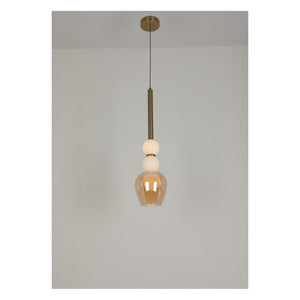 JS-GL-20277-HL - Antique Brass Metal Glass Hanging Light